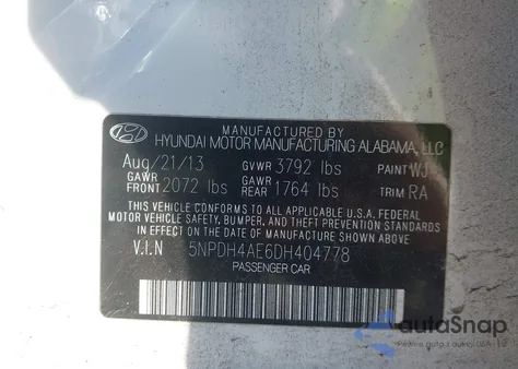 2013 Hyundai Elantra Gls из США, поврежденный, VIN 5NPDH4AE6DH404778